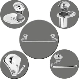 Royal Stainless Steel Bathroom Accessories Set (Pack of 5 pieces) Chrome Towel Holder-image-29