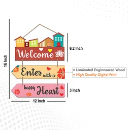 vibecrafts Welcome Multicolour Engineered Wood Wall Hanging Quotes image 5