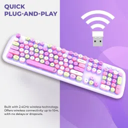 iGear KeyBee Pro Wireless Keyboard & Mouse Combo (104 Keys, 1600 DPI Adjustable, Removable Key Caps, Purple) image 5