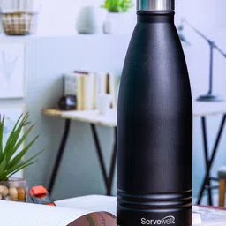 Servewell Indus - SS Black Stainless Steel Water Bottle 1L-image-0