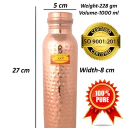 Shivshakti Arts Copper Toned 4 Pieces Copper Water Bottle 1 L Each image 4