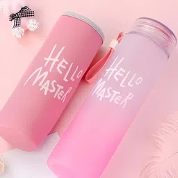 WELOUR Pink Single Glass Printed Water Bottle image 4