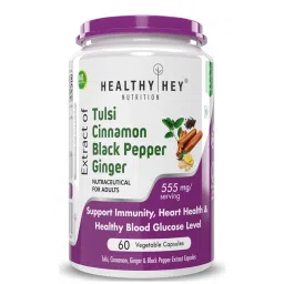 HealthyHey Nutrition Tulsi, Cinnamon, Black Pepper & Ginger Extract Formula for Immunity - 60 Veg Capsules-picture-11