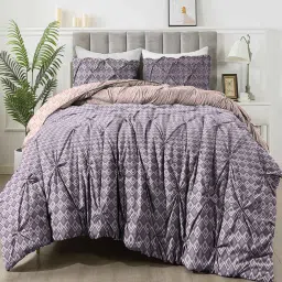 the white moss Hannah Pleat Pinch luxurious Winter Single Comforter with One Pillow Cover image 1