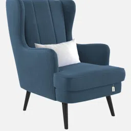 febonic Niya Velvet Wing Chair In Oxford Blue Colour image 3