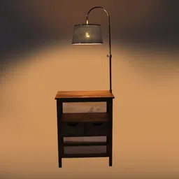 sapphire Midwest White Iron Shade Shelf Floor Lamp With Wood Base image 4