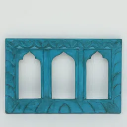suncity decors Blue Distress Color Handpainted Engineered Wood Carving Jharokha Frame image 3