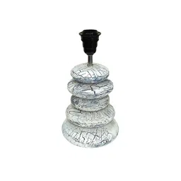 disoo fashions Crackle Affect Stone Finish Wooden with Cotton Shade (White Vintage & Black) image 5