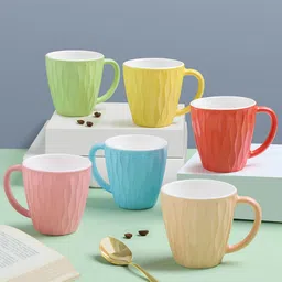 larah by borosil 6pc 200ml Tea/Coffee Curl Multicolor Set, Microwave & Dishwasher Safe Opalware Coffee Mug-picture-11