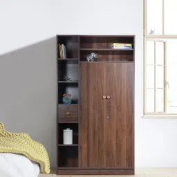 casacraft from pepperfry Tree 2 Door Wardrobe In Walnut Finish With Storage image 1