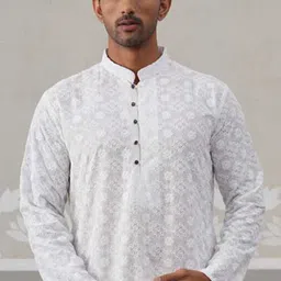 anouk Men Embroidered Pure Cotton Straight Kurta-picture-10