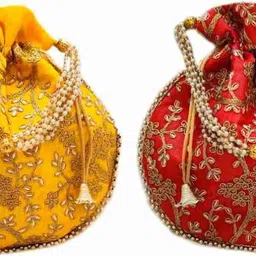 houseofcommon Women Yellow, Red Potli-picture-12
