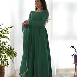 rci enterprise Solid Georgette Stitched Anarkali Gown image 1