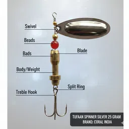 coral india Spinner Bait Brass Fishing Lure image 1
