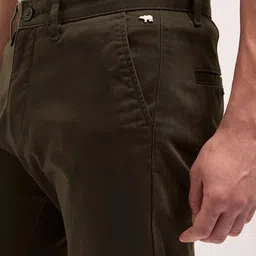 the bear house Men Slim Fit Dark Green Cotton Blend Trousers image 5