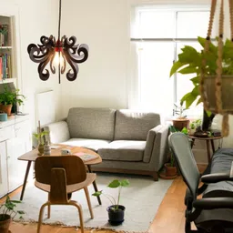 us dzire ™ 459 Ceiling light wooden Pendant lamp shade (With Bulb) Hanging Night Lamp For Home Décor living room office hotel café Restaurant etc. Pendants Ceiling Lamp image 3