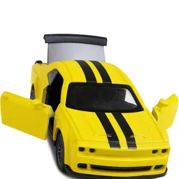 jsn Cast Metal Car toy MUSTANG DODGE Toy Car Openable Doors Light Music (YELLOW)-picture-10