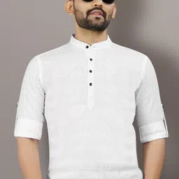 vebnor Men Polka Print Art Silk Straight Kurta-picture-24