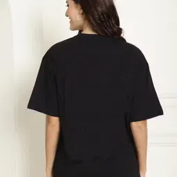 rapturous Pack of 2 Women Printed Round Neck Cotton Blend Red, Black T-Shirt image 3