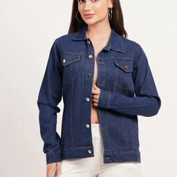 fabesca Women Solid Denim Jacket-picture-13