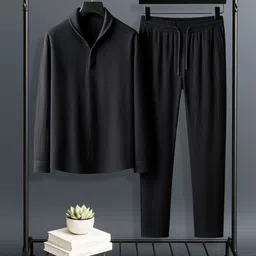 hari trendz clothing Men Night Suit Set Black Self Design-picture-24