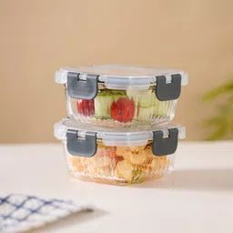 nestasia Microwave Safe Glass Food Storage Box Set 2 Containers Lunch Box image 2