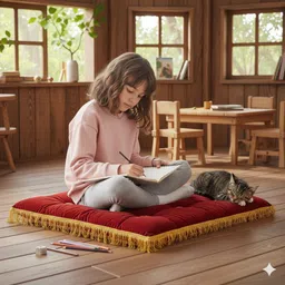 alden Microfibre Floor Cushion Pack of 1 Solid Floor Cushion image 5