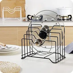 think n crafts Plate Kitchen Rack Utensil Kitchen Rack Carbon Steel Multifunction Pan Cover Storage RACK Iron-picture-18