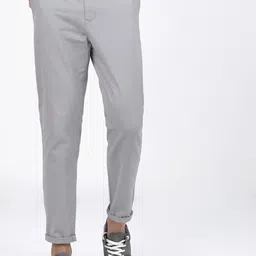 ketch Men Slim Fit Silver Pure Cotton Trousers-picture-26