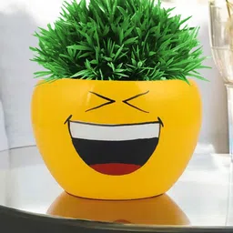 voidrop Expression Emoticons Printed Metal Flower Desk Pot (1Pc-Assorted) image 3