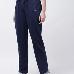 Women Solid Dark Blue Track Pants-image-5