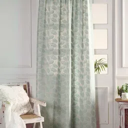 peepul tree Handmade Pure Cotton Sky Blue Set of 2 (7ft) Door Semi Sheer Curtains image 4