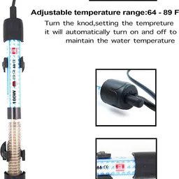 kickat Fully Automatic ON Off Fish Tank Heater with Temperature Control knob (100watt) Submersible Aquarium Immersion Heater image 2