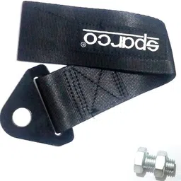 qiisx QX-BLK Sparco Black Car Auto Trailer Tow Strap Short Loop Set Kit with Bumper Hook Universal 0.2 m Towing Cable-picture-23