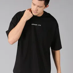 urgear Men Solid Round Neck Pure Cotton Black T-Shirt-picture-10
