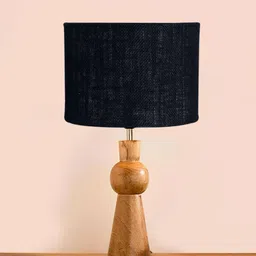 new era Black Jute table lamp with Wood Natural base (7X18.25 inches) image 5