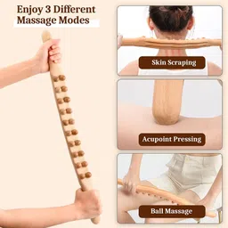 Kruvad Gua Sha Stick Massager Wooden Stick Massager Therapy Double Row Neck and Back Relax Body Massager Massager image 3