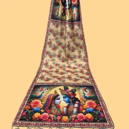 bloviate Silk Blend Printed, Applique Multicolor Women Dupatta image 1
