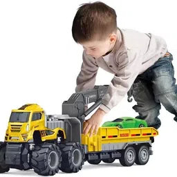 shipease Friction Power Car Transport Truck for Kids Die Cast Miniature Pull back Vehicle image 4