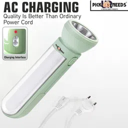 pick ur needs Rechargeable Search Light With 2 Mode LED + 50W Bright Tube Light Long Backup Torch image 3