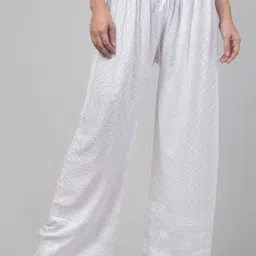 fambee Women Relaxed White Cotton Blend Trousers-picture-28