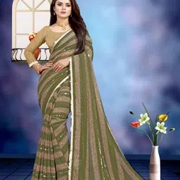 jayu Digital Print, Embroidered, Printed, Striped Bollywood Georgette Saree image 4