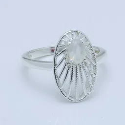 anika jewellers White Rainbow Moonstone Natural Gemstone 925 Sterling Silver Ring For Her Sr-145 Sterling Silver Ring image 2