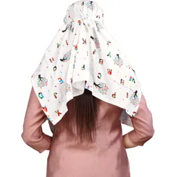 7 season's Printed Rayon Women White Scarf image 2