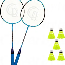 miniblitz Premium Blue Shingle Shaft 2 Badminton Rackets With 5 Nylon Shuttles Badminton Kit image 1