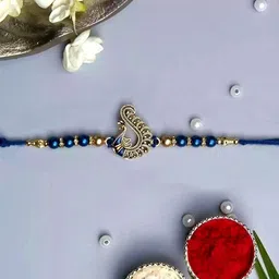 the purple tree Designer RAKHI000029 Kundan Chawal Roli Pack Set image 5