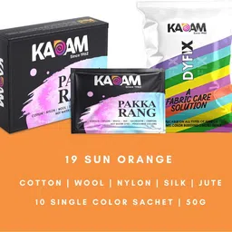 kadam Fabric Dye Colour, Shade 19 Sun Orange, Pack of 10 Single Color Pouches image 1