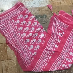 fabfozy Cotton Blend Printed Pink Women Dupatta image 2