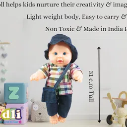 ladli Cool Golu Baba Doll Little Boy in Teddy Red white Hat Boy Check Dress Doll image 3