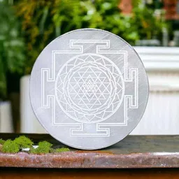 sacred sutra Crystal Selenite Charging Plate (3 INCH) Sri Yantra Selenite Plate Crystal Yantra image 2